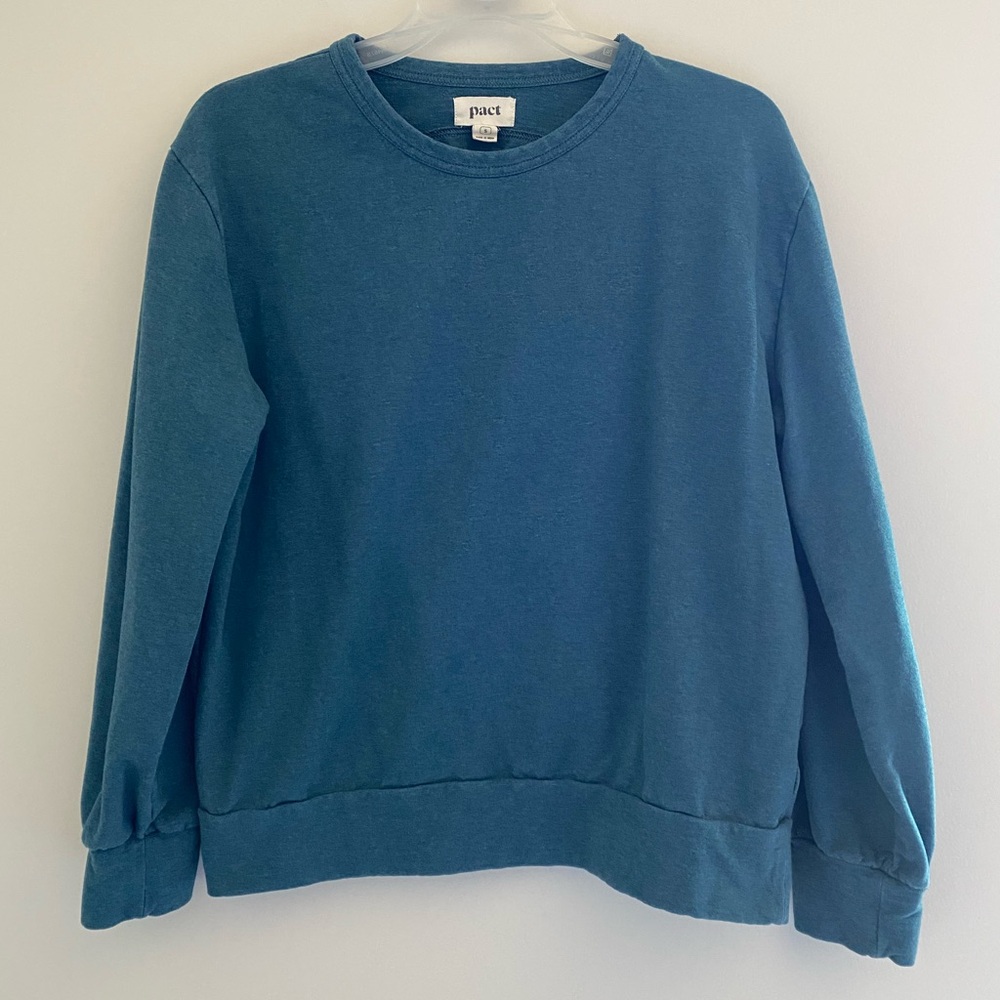 Pact Cotton Peekaboo Crew Shirt, Ore Heather, Size Small